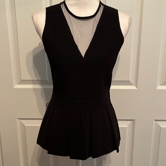 White House Black Market Tops - White House Black Market Sheer Yoke Peplum Top
